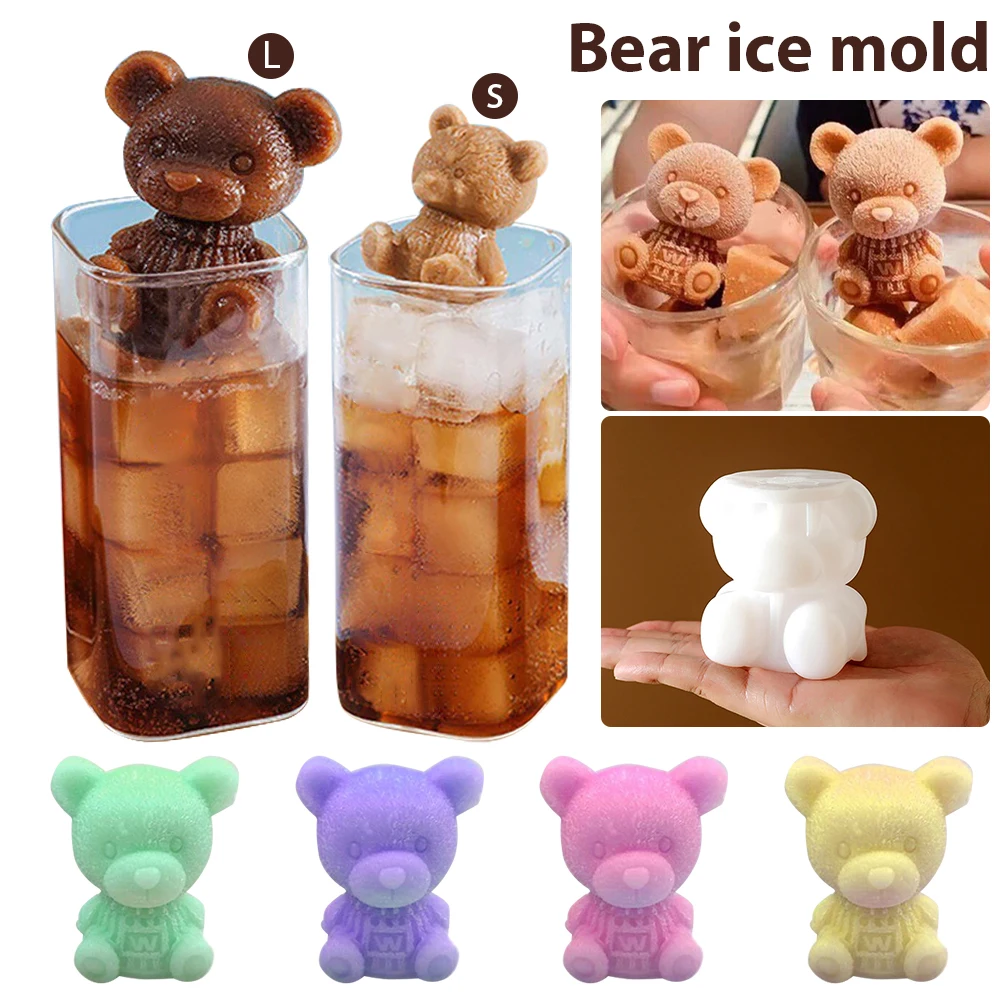 3D Teddy Bear Ice Cube Maker Ice Cube Tray Silicone Mold Chocolate Ice  Mould Whiskey Wine Drink Coffee Ice Cream Decor - AliExpress
