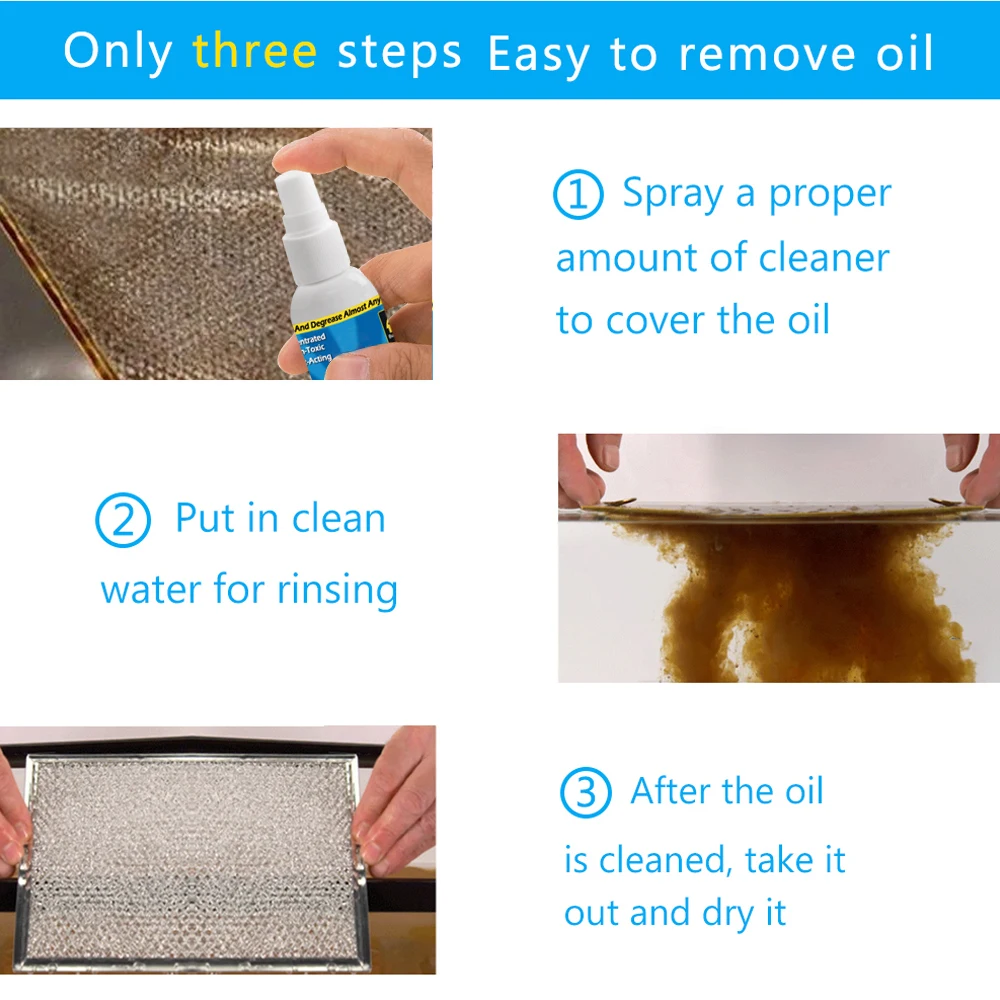 Jaysuing Degreaser Spray Kitchen Remove Stubborn Oil Stains Dilute Dirt Cooktop Oil Dissolving Quickly Reduce Grease Cleaner