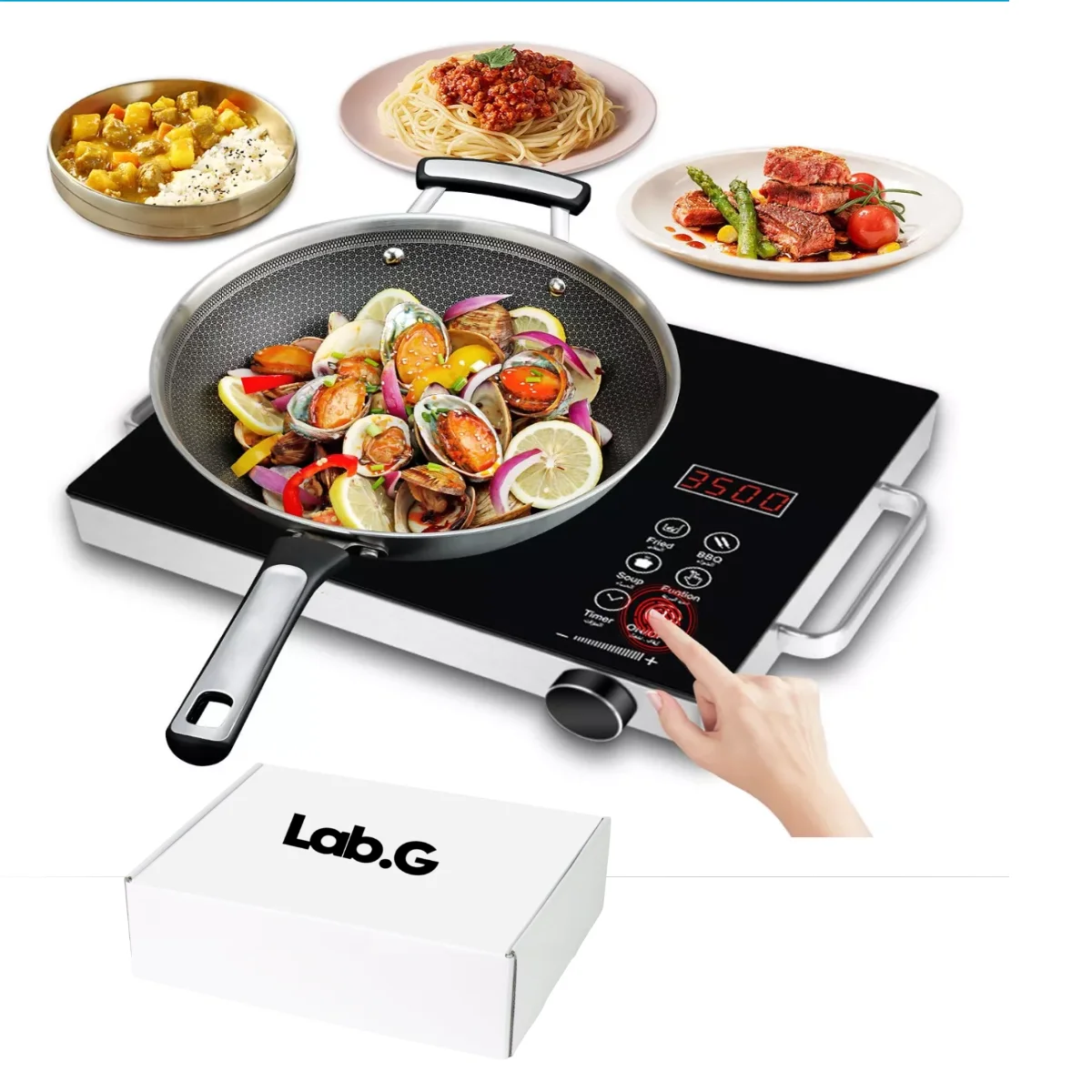 Estufa Eléctrica Cerámica Parrilla 3500w Control Tactil Negro LAB.G