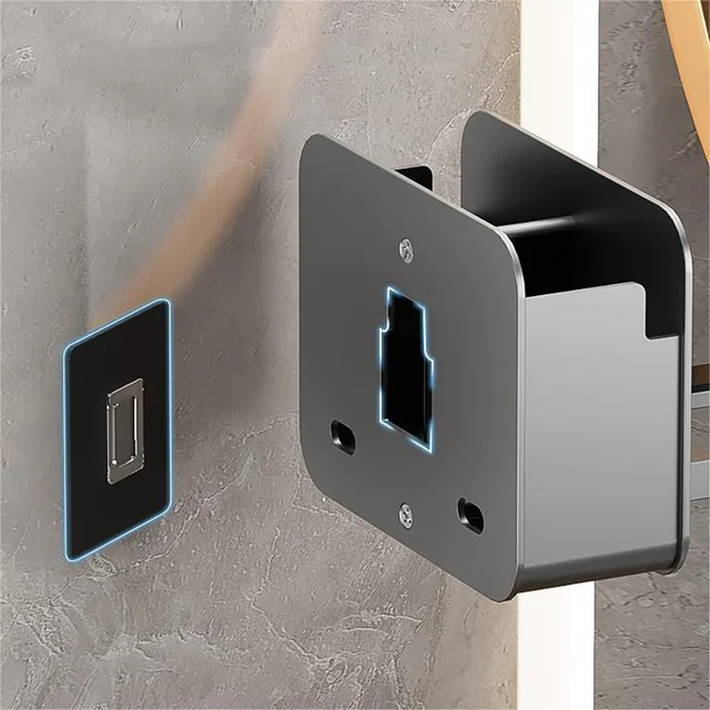 Hajszárító Tartó Falra Szerelt Szárító Bölcső Tartószoba Állvány Tároló Doboz Fúvó Polcokkal - Image 5