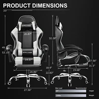 GTPLAYER Gaming Chair with Footrest, Lumbar Support, Adjustable Height, Swivel Seat, Headrest for Office or Gaming - Image 2