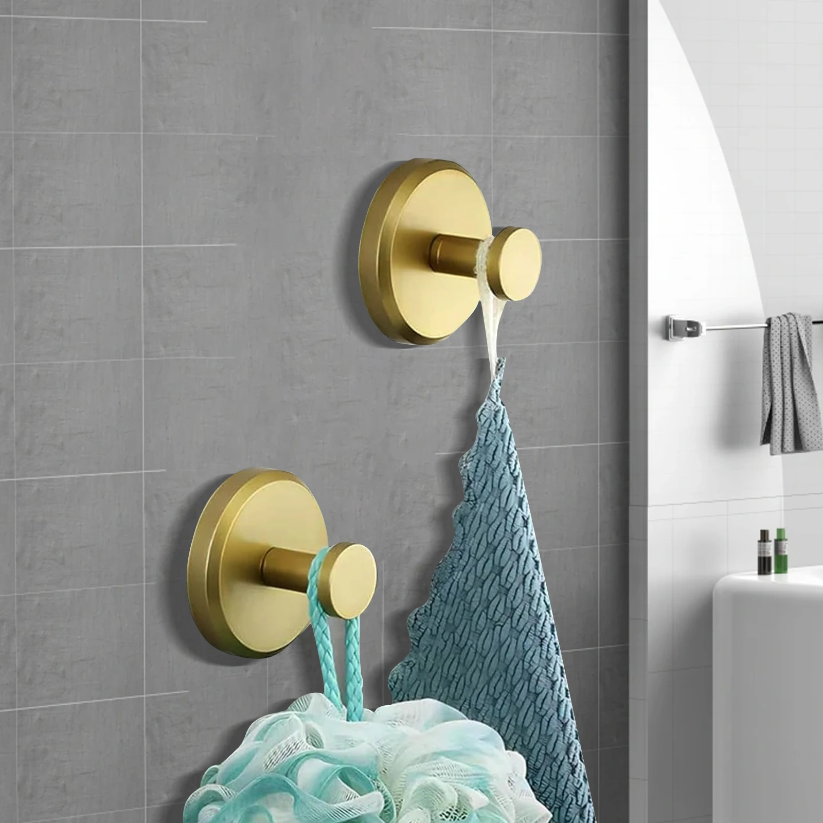 Silver Suction Cup Hooks for Shower, Removable Towel Hooks for Bathroom Kitchen, Heavy Duty 15 LB Capacity, No Drill Installatio 5