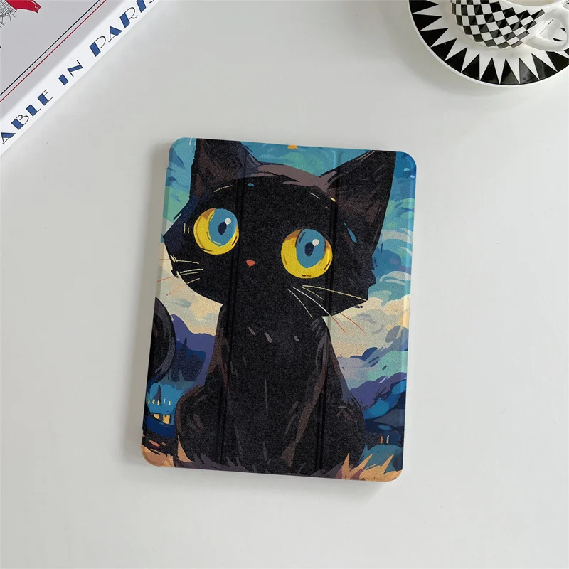 Artistic Black Cat Starry Night Tablet Case