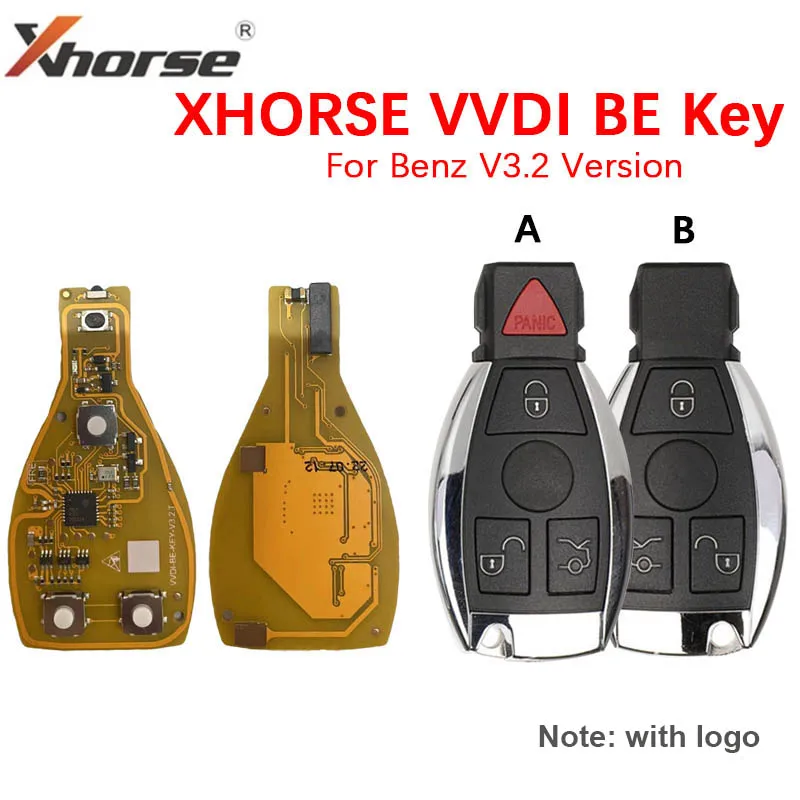 Xhorse VVDI BE Key Pro For Mercedes Benz V3.2 PCB Remote Key Chip Improved Version Smart 315MHz/433MHz 3/ 4 Buttons