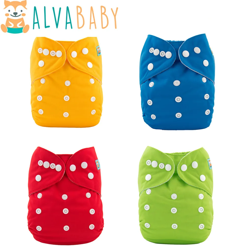Cloth Diapers 1pc ALVABABY Solid Color Baby Pocket Baby Cloth Nappy Shell No Insert