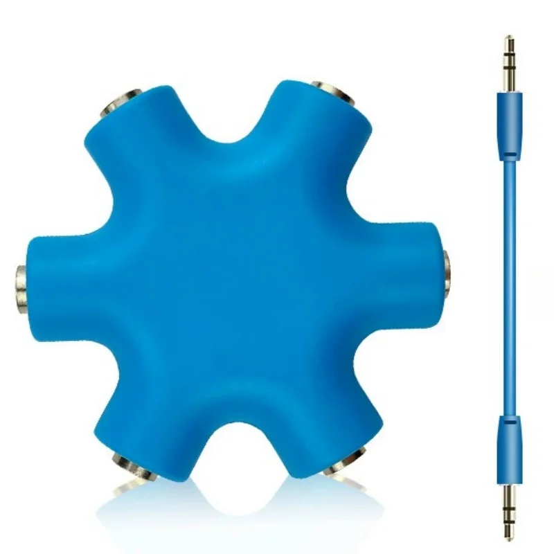 Multi-Port 3.5mm Audio Splitter Cable with Adapter - 1 Male to 5 Female Aux Output Converter