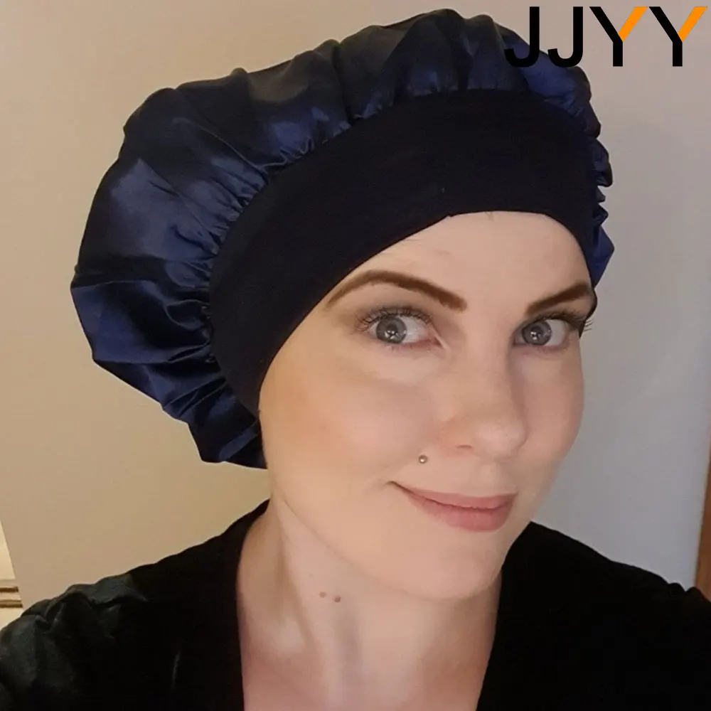 Jjyy Pas Effen Satijn Motorkap Haar Styling Cap Lange Haarverzorging Vrouwen Nachtrust Hoed Zijde Hoofd Wrap Douchekap Haar Styling Tool