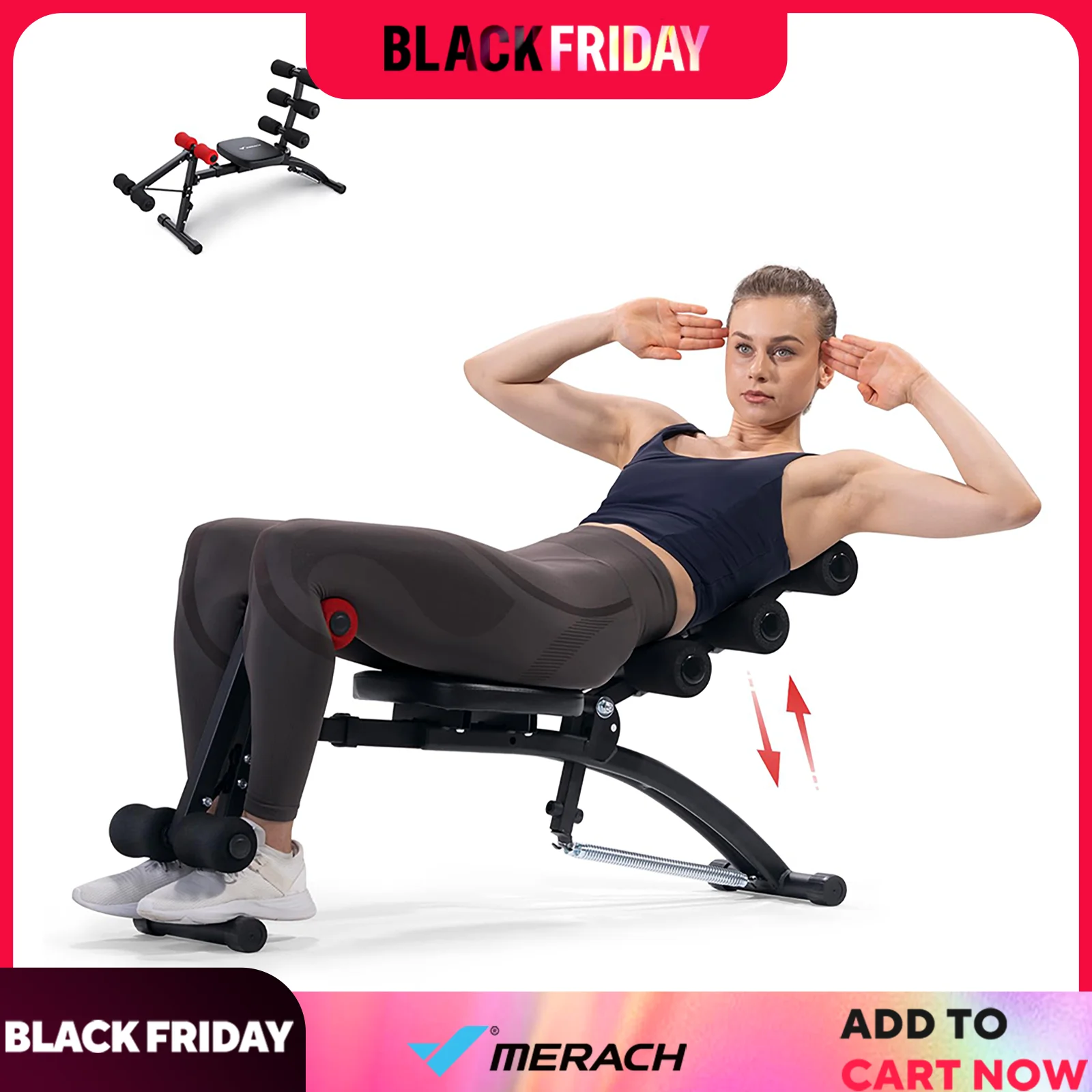 MERACH Ab Machine Multi-Functional Adjustable Ab Trainer Workout Bench for Home Gym Sit Up Machine for Abdominal Exercise Chair