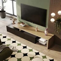 ROSAHQNDA Современный ТВ-шкаф, светодиодная стильная мебель для гостиной, практичное место для хранения, глянцевые, стеклянные полки, 200x42x39 см — изображение 4