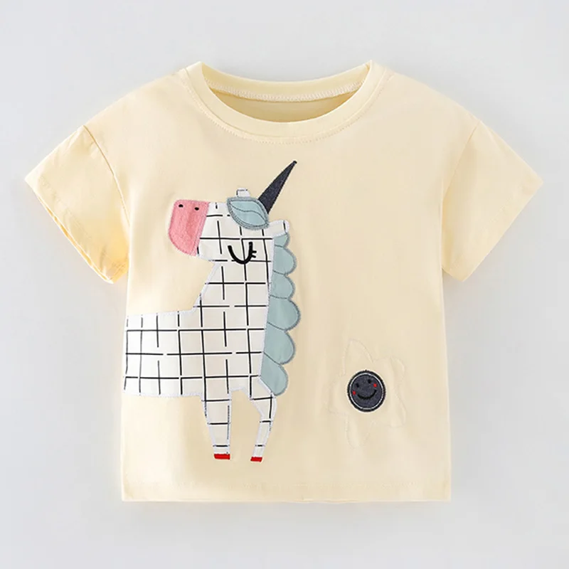 

Brand Quality 100% Combed Cotton t-shirts 2024 Summer Short-sleeve Baby Girl Clothes Children Bebe Kids Girls Casual Cartoon Tee