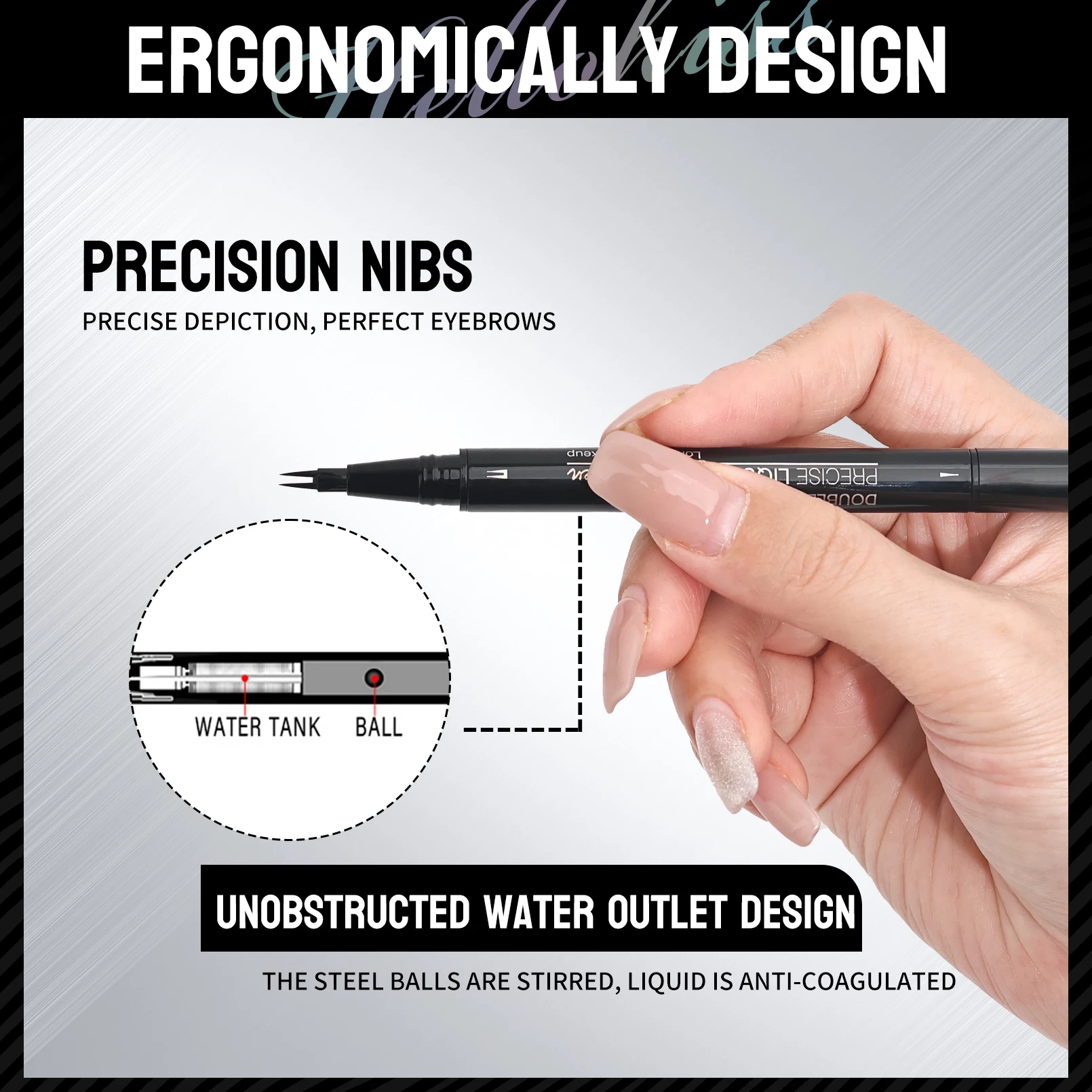 Dual-Ended Forked Tip Eyebrow Pencil with Brush, 2-in-1 Waterproof and Smudge-Proof, Precise Definition for Natural Looking Brow 4