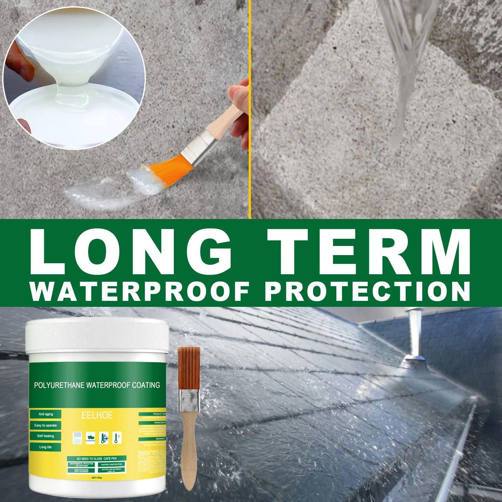 Eelhoe 100g Invisible Waterproof Glue Coating Sealant Agent With Brush Leak-Free Roof Bathroom Adhesive Wall Crack Repair Glue