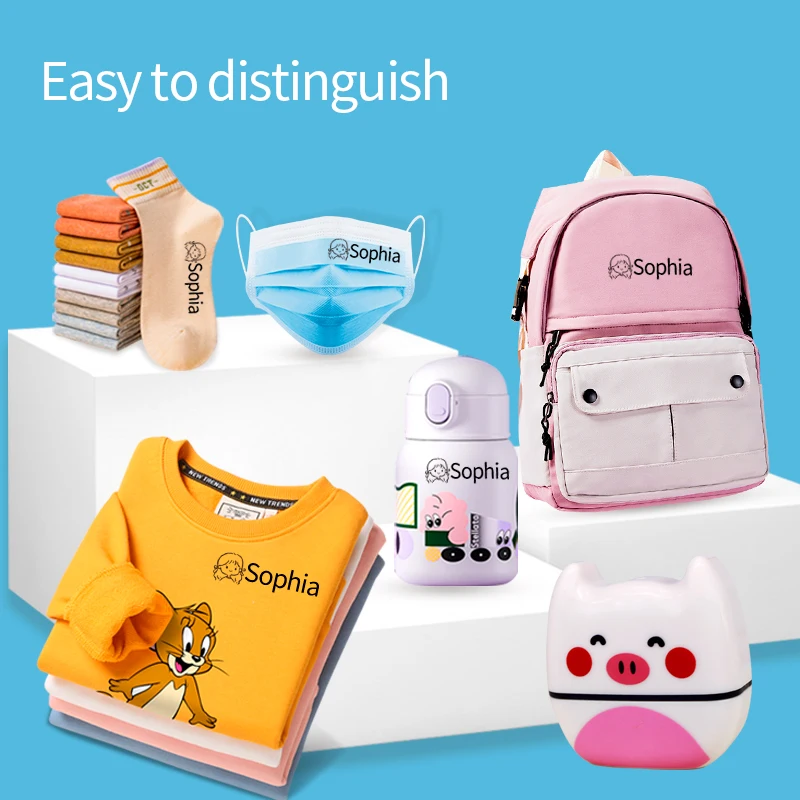Baby Name Stamp Children Teacher Cartoon Kindergarten All Language Name Student Clothes Non-fading Small Animal Inking