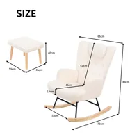 Кресло Anajqaqia, кресло-качалка с подставкой для ног и подголовником, для гостиной, спальни и балкона, флисовая ткань Тедди, белый — изображение 6