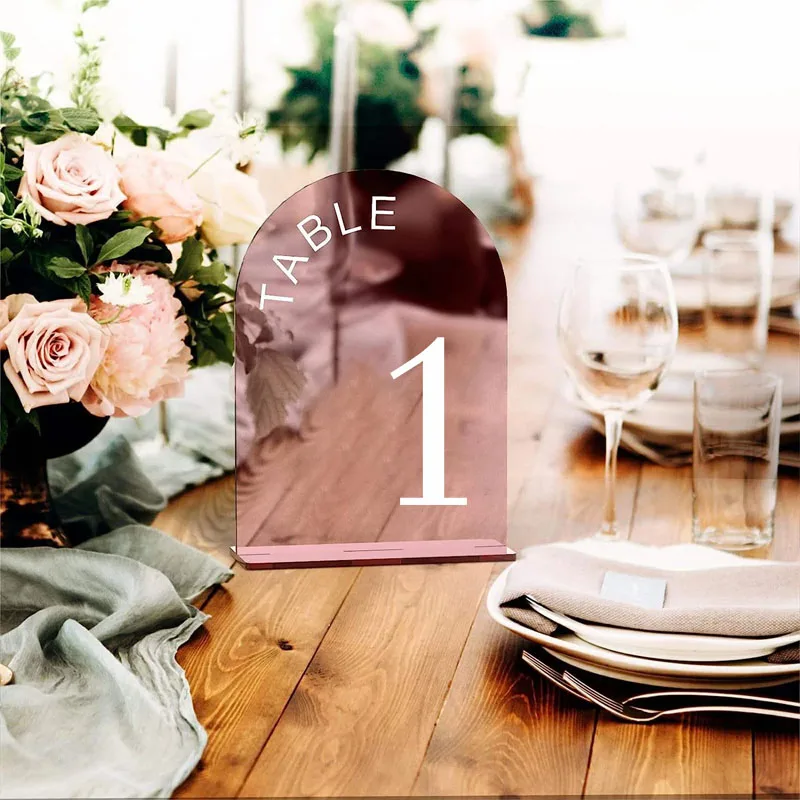 Wedding Table Numbers Gold Mirror Wedding Table Signs 3D Numbers Decor Stand