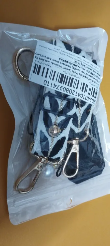 Cordón largo ajustable para teléfono móvil, banda para el cuello antipérdida de tela ancha, adornos colgantes de perlas para mujer, cuerda con correa photo review