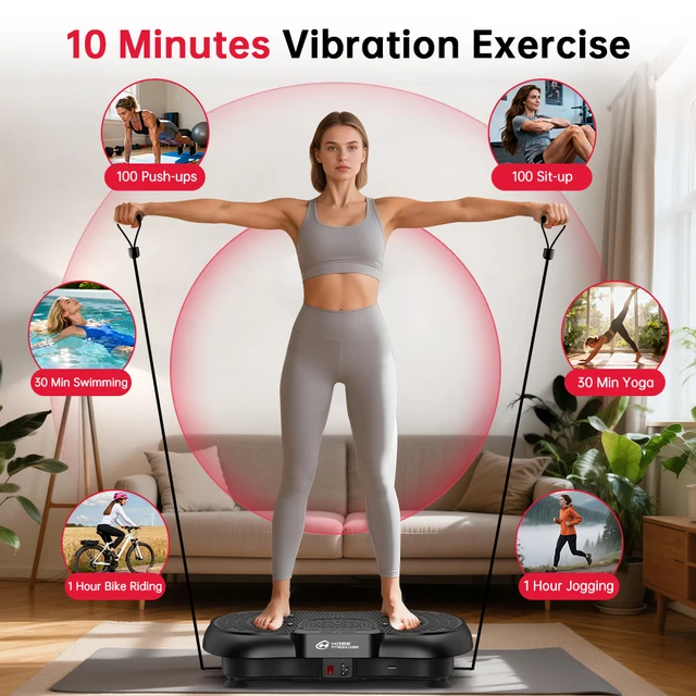 Vibration Plate Fitness Platform Full Body Shaker Exercise Machine for Weight Loss Fat Burning Power Waver Workout for Women Men 2