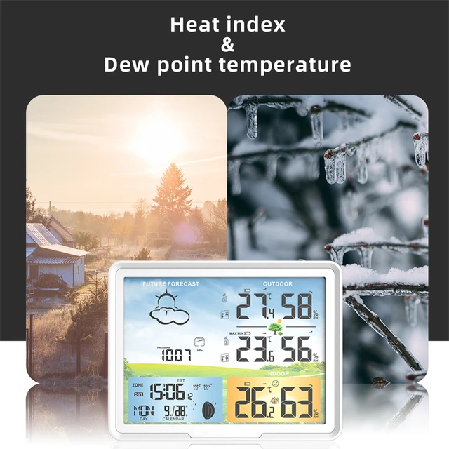Multifunction Weather Station 2 Sensor Wireless Digital Thermometer Hygrometer Forecast Calendars Moon Phase Snooze Alarm Clock - Image 3
