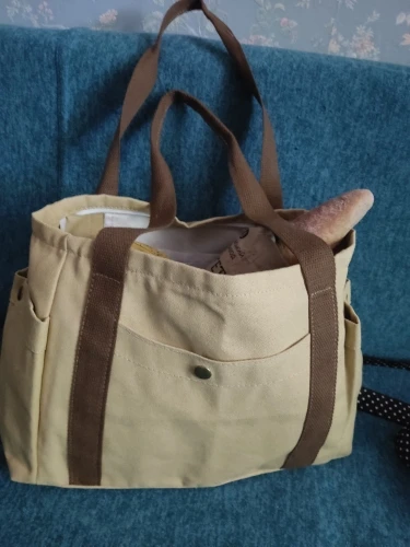 Large Capacity Canvas Solid Letter Tote Bag Versatile Handbag for Commuter Work Student Class Underarm Women's Bag shopping bag photo review