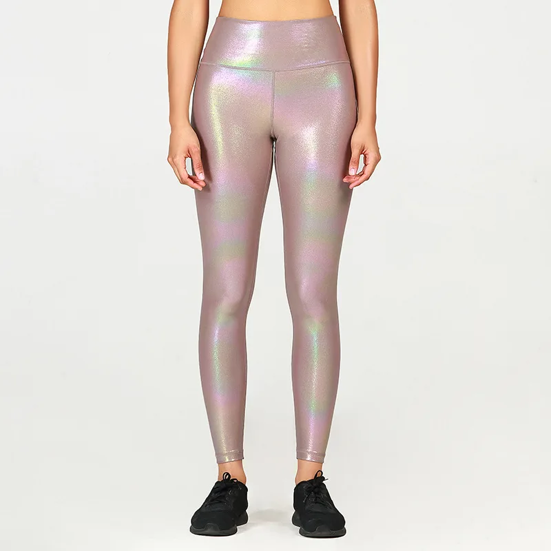 Women's Shiny Sport Leggings High Rise Breathable Compressive Push Up  Iridescent Activewears