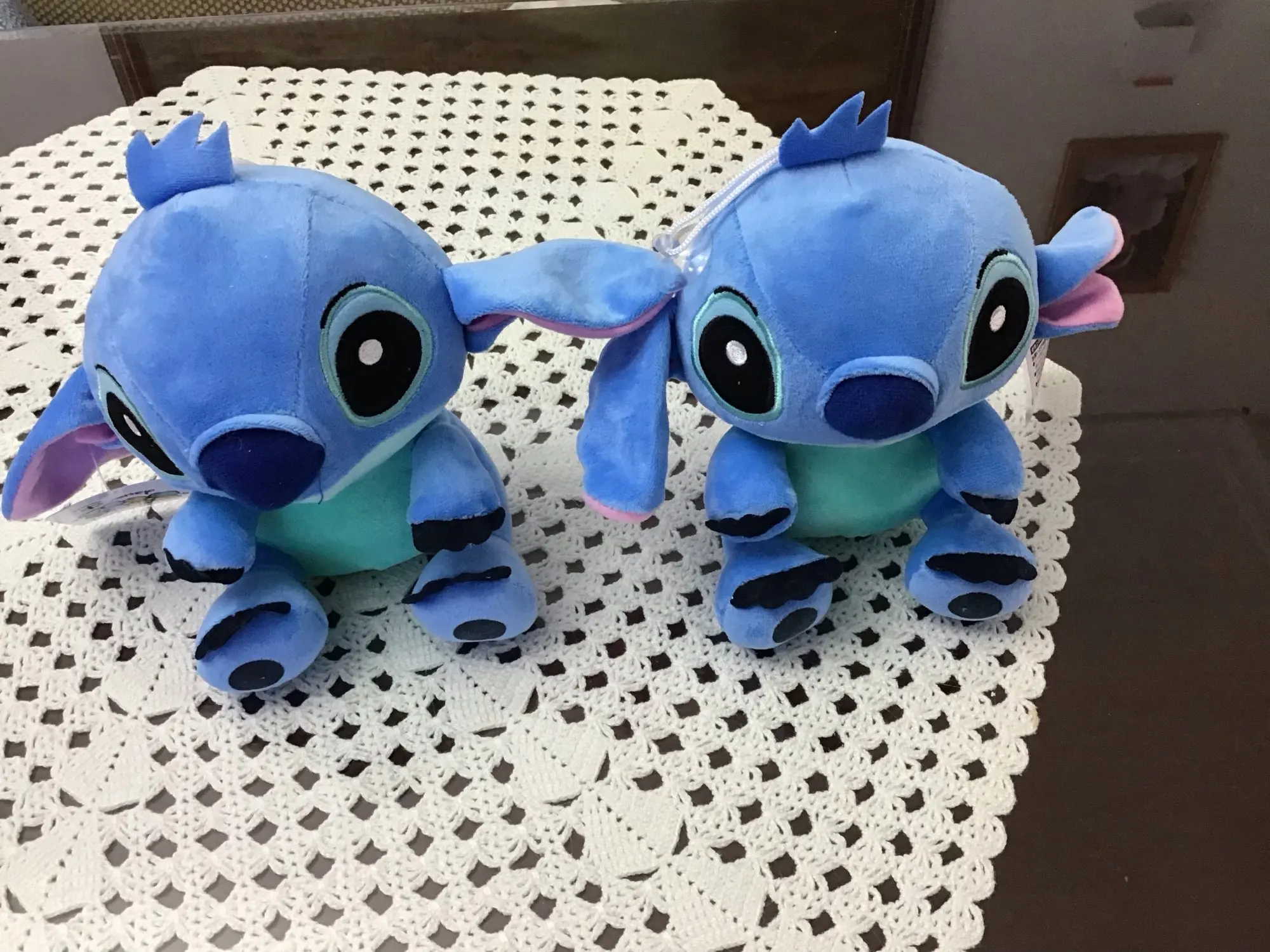 18cm Original de peluche Stitch bebé película dibujos animados modelo muñeca niños figuras de acción juguetes de peluche regalos colgantes photo review