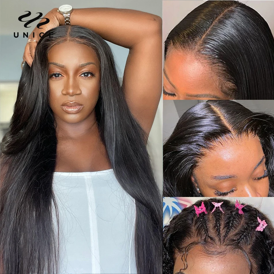Unice Hair 13x4 Lace Frontal Brazilian Virgin Hair Lace Frontal Closure 100% Straight Human Closure Only 1 Piece