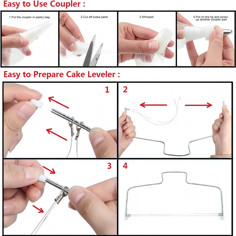 Description Picture 5 of item205/255PCS Anti-slip Cake Decorating Supplies Kit Tools Baking Accessories Cake Turntable Pastry Piping Bag Icing Scraper