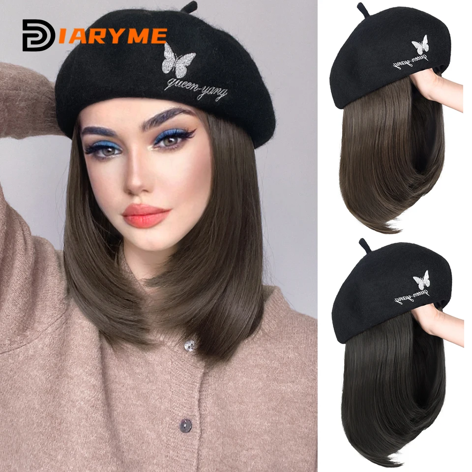 HatWigSyntheticShortStraightBOBHairWigCapAutumnAndWinter