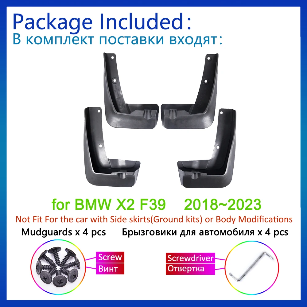 4x bmw X2 F39 2018 2019 2020 2021 2022  2023フェンダーフェンダー抗スプラッシュupguardsフラップマッドフラップフロント後輪4個アクセサリー