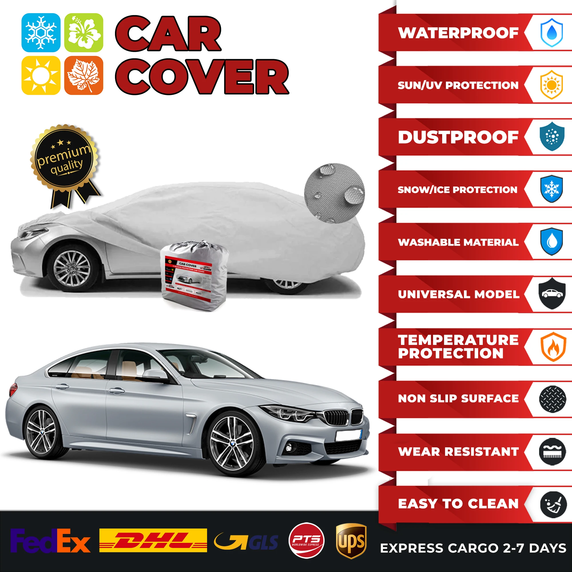 

Car Cover for Bmw 420d Gran Coupe Universal Car Covers Indoor Outdoor Full Auto Cover Sun UV Snow Dust Resistant Protection