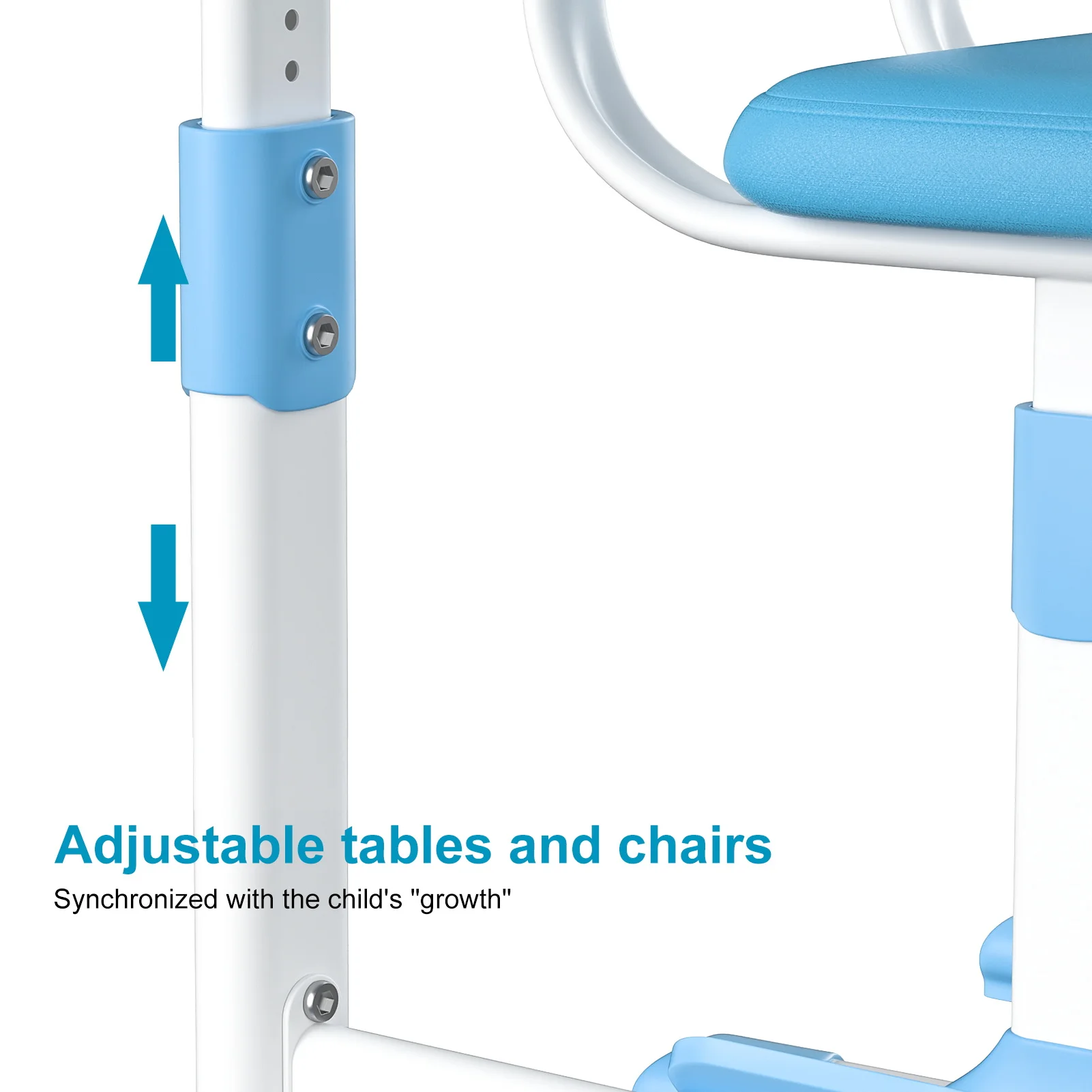 2Pcs/Set Kids Study Desk Chair Set, Height Adjustable Children School Study Table Chair Set with Sitting Corrector 3