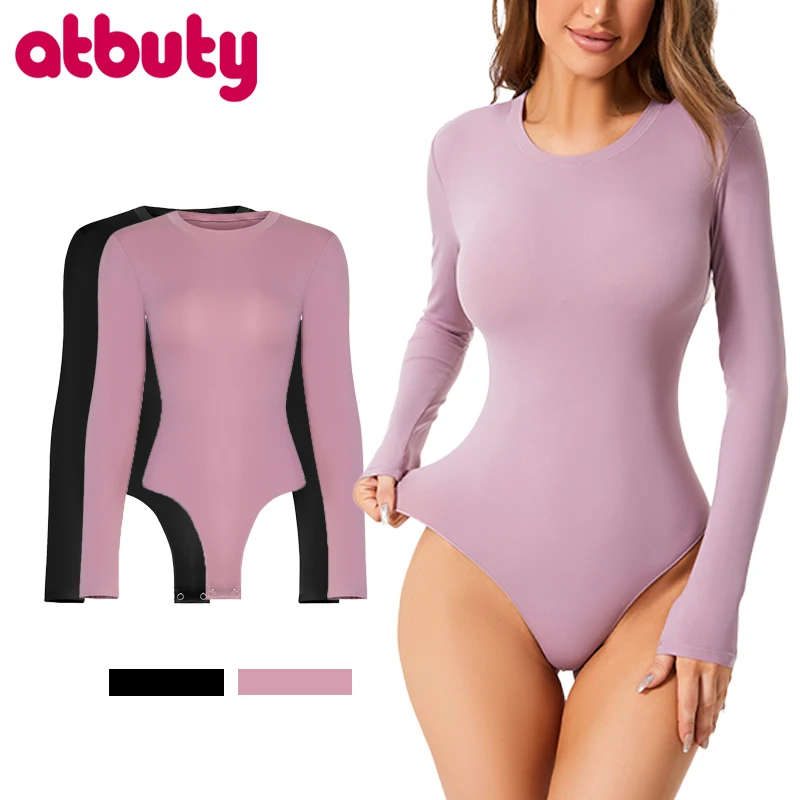 

Atbuty One Piece Bodysuit Shapewear Nylon And Spandex Button Shaper Gym And Jump Crunched Plus Size Workout Bodysuits Women