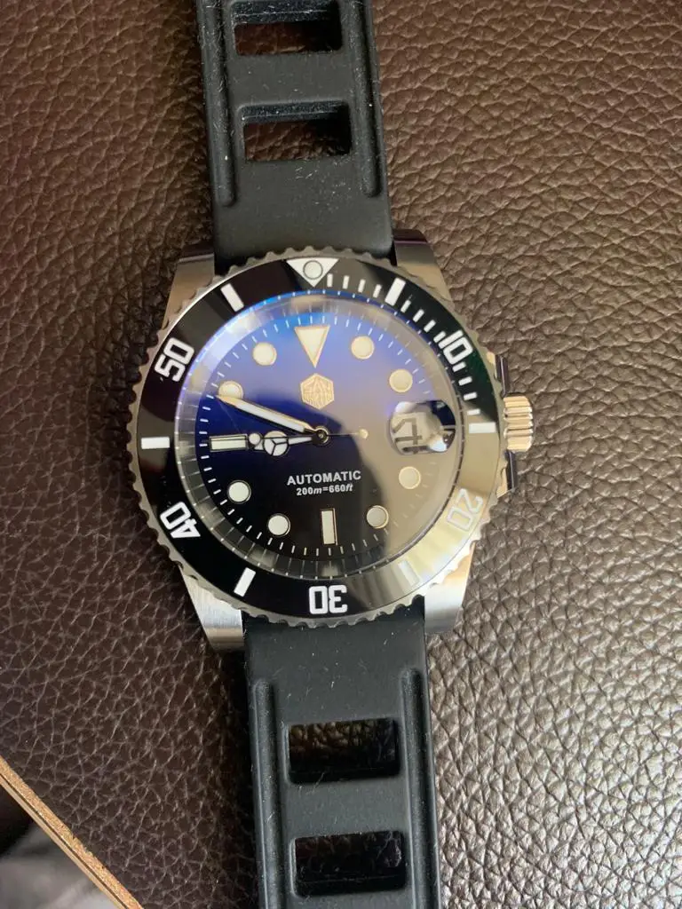 San Martin Diver Water Ghost Luxury Sapphire Crystal Men Automatic Mechanical Watches Ceramic Bezel 20Bar Luminous Date Window