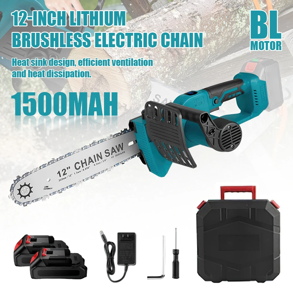 Kabellose 12-Zoll Tragbare Elektrische Kettensäge Gartenwerkzeug, Kompatibel mit Makita 18V Akku-Kettensäge Wiederaufladbar – Detail 1