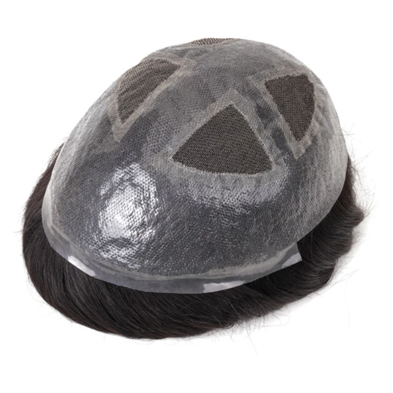 

Toupee Men Breathable Lace PU Hair System Skin Around Male Hair Prosthesis Men Wig For Man 100% Real Human Hair System Unit