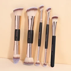 Professional 5 - Piece Multi - Purpose Makeup Brush Set for Foundation, Blush, Concealer, and Eyeshadow (Black Gold)