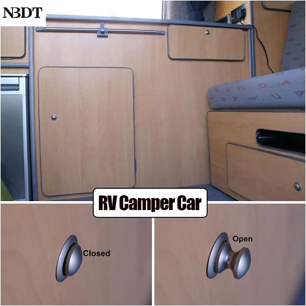 2Pcs Round Square Push Button Latch Lock RV Camper Boat Yacht Drawer Cabinet Door