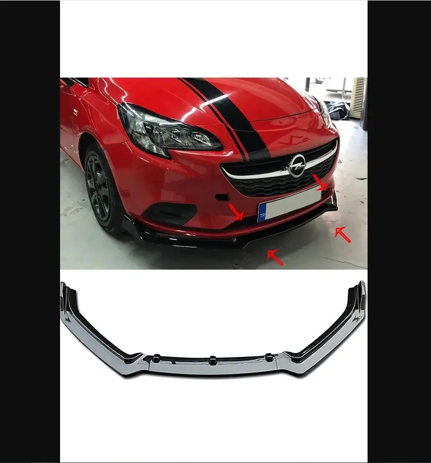 

For Opel Corsa E Front Bumper Attachment Splitter Universal Front Lip - Car Styling Auto Accessory Chrome Bumper Diffuser New