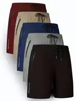 Men's Five-Piece Shorts, Sports, Fitness, Swimming, with Zipper Pockets, Quick-Drying, Casual, Breathable, Drawstring Shorts, Suitable for Summer Outdoor Sports, Fitness Training, Home Leisure, Beach Vacation 1