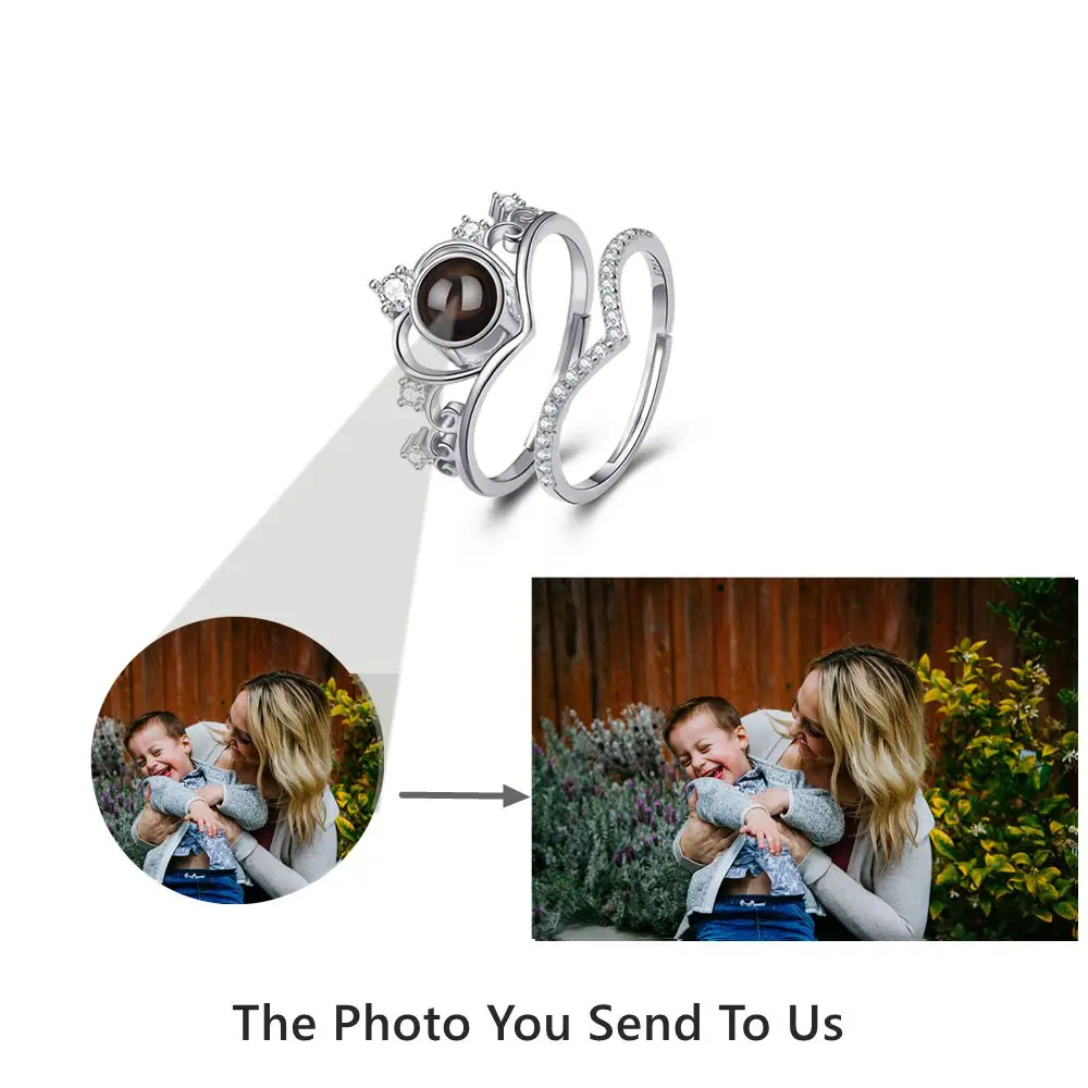 Custom Projection Photo Ring Personalized Photo Ring for Women Wife Girlfriend Men Couple Birthday Gift Jewelry Anniversary