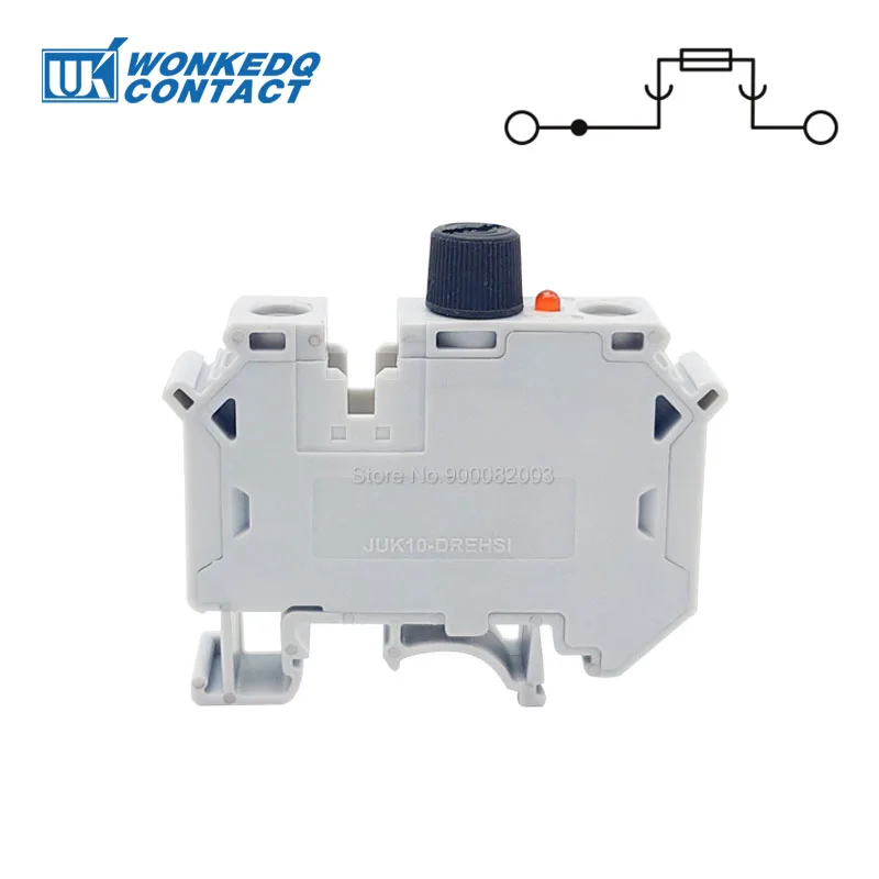 5Pcs UK10-DREHSI 전기 커넥터 24V/220V LED 1A/2A/4A/6A/10A 퓨즈 UK10 나사 캡 Din 레일 터미널 블록 UK 10-DREHSILED