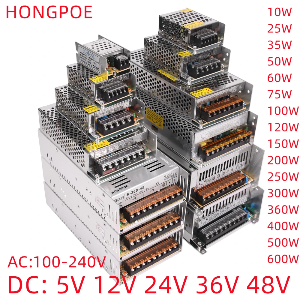 DC 5V 12V 24V 36V 48V Switching Power Supply 220V to 5 12 24 36 48 2A 3A 4A 5A 10A 15A 20A 30A 40A 50A 60A Transformer Power