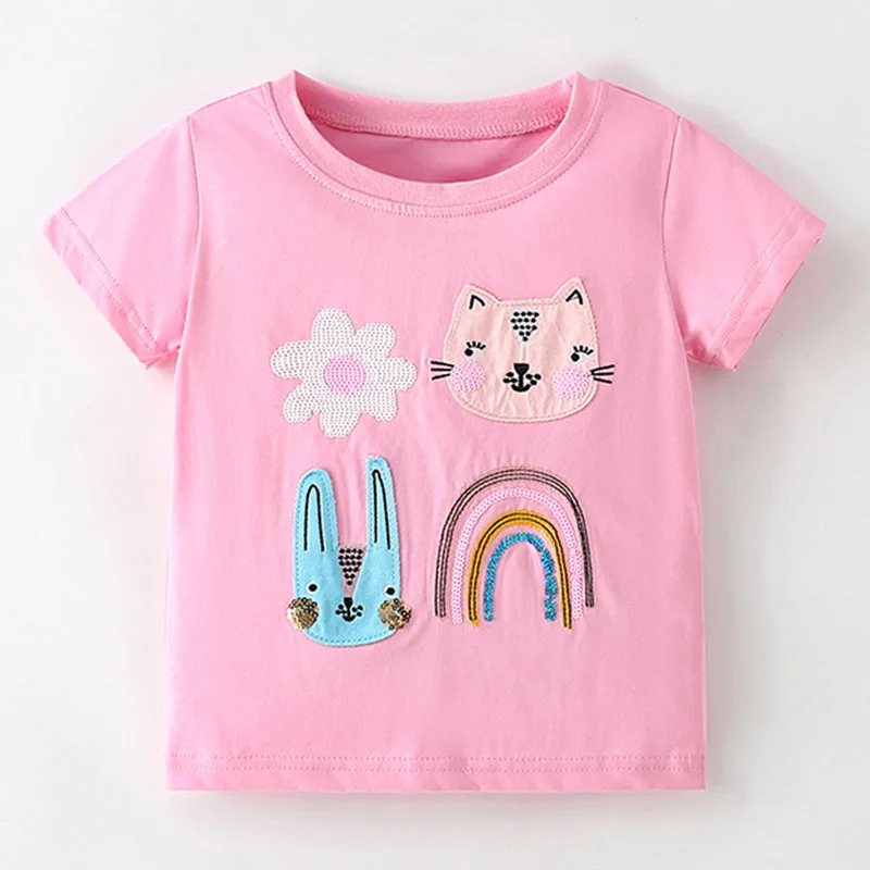 

Brand Quality 100% Combed Cotton t-shirts 2024 Summer Short-sleeve Baby Girl Clothes Children Bebe Kids Girls Casual Cartoon Tee