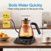 34oz/1L Gooseneck Electric Water Kettle, Digital Stainless Steel Interior 1000W Tea Kettle, Pour Over Coffee & Tea, Keep Warm 6