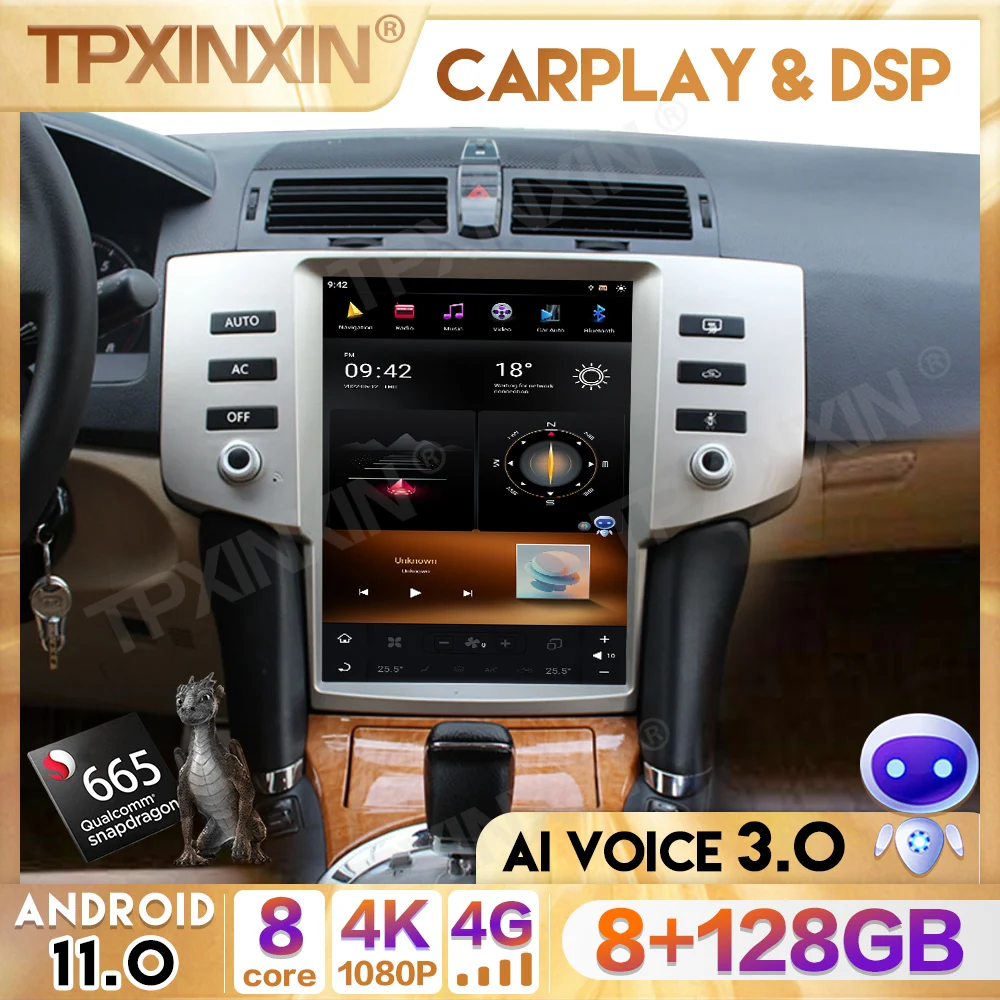

8+128G Qualcomm 8 core Tesla Radio Screen Android 11 For Toyota Reiz 2005-2009 GPS Navigation Receiver Player Auto Head Unit