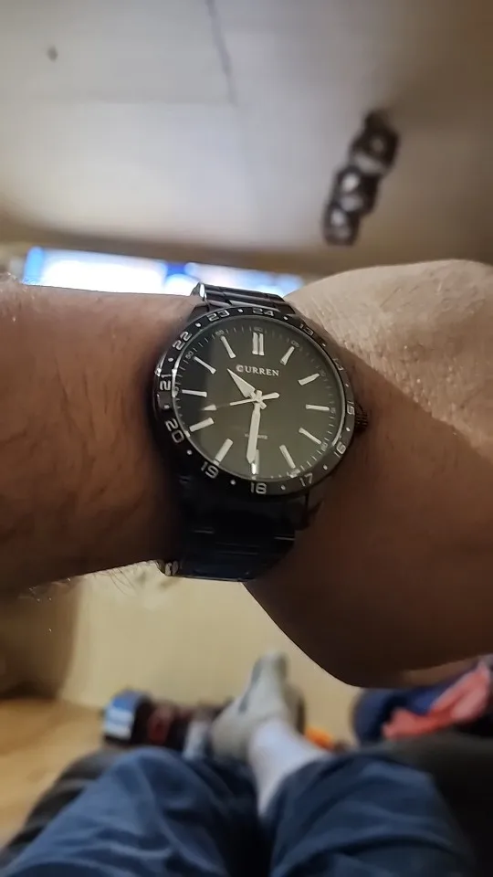 Curren 8452 relógio de quartzo masculino simples moda lazer relógio de negócios preto prateado pulseira de aço inoxidável relógio de pulso para masculino photo review