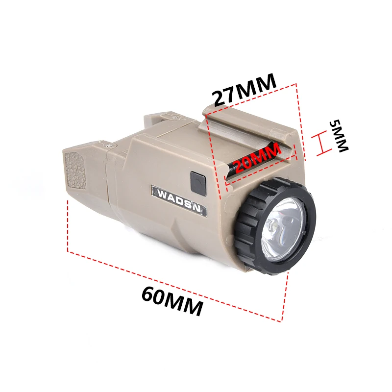 APL-C MINI Tactical Flashlight Gloc Pistol G17 G18 G19 Hunting Scout Light Accessory Nylon Material Fit 20mm Picatinny Rail