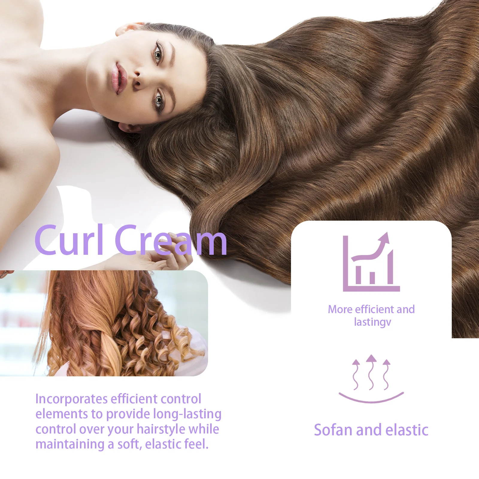 Hair Curling Cream Styling Wavy Wigs Hydrating Prevent Dryness Frizz Control Sculpting Enhance Boost Elastin Curl Defining Cream