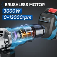 Meuleuse d'angle électrique sans balais à 3 vitesses, taille de disque 125 mm, outil de coupe sans fil rechargeable, équipement de polissage robuste pour le bois et l'élimination de la rouille, entièrement compatible avec la batterie Makita 18 V, idéal pour l'atelier, la construction et la rénovation 4