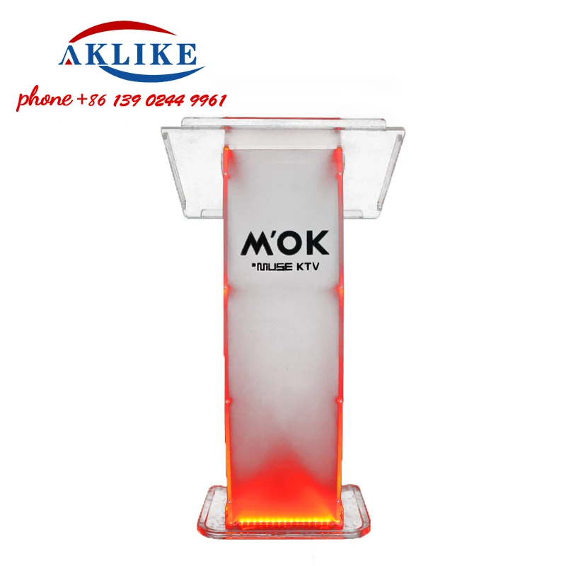 Modern Acrylic Pulpit Led Light Podium Standing Clear Lectern Church Speaker Platform Rostrum